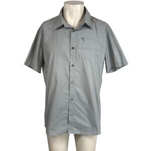 Shimano Mens Short Sleeve Button Up Shirt Size L Gray Outdoor Casual